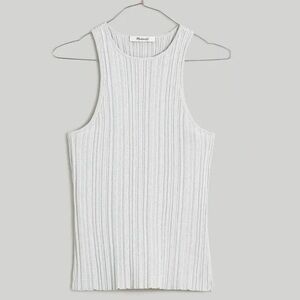 Madewell Lurex Phoebe Snowy Cutaway Tank in Light Gray Shimmer NWT!